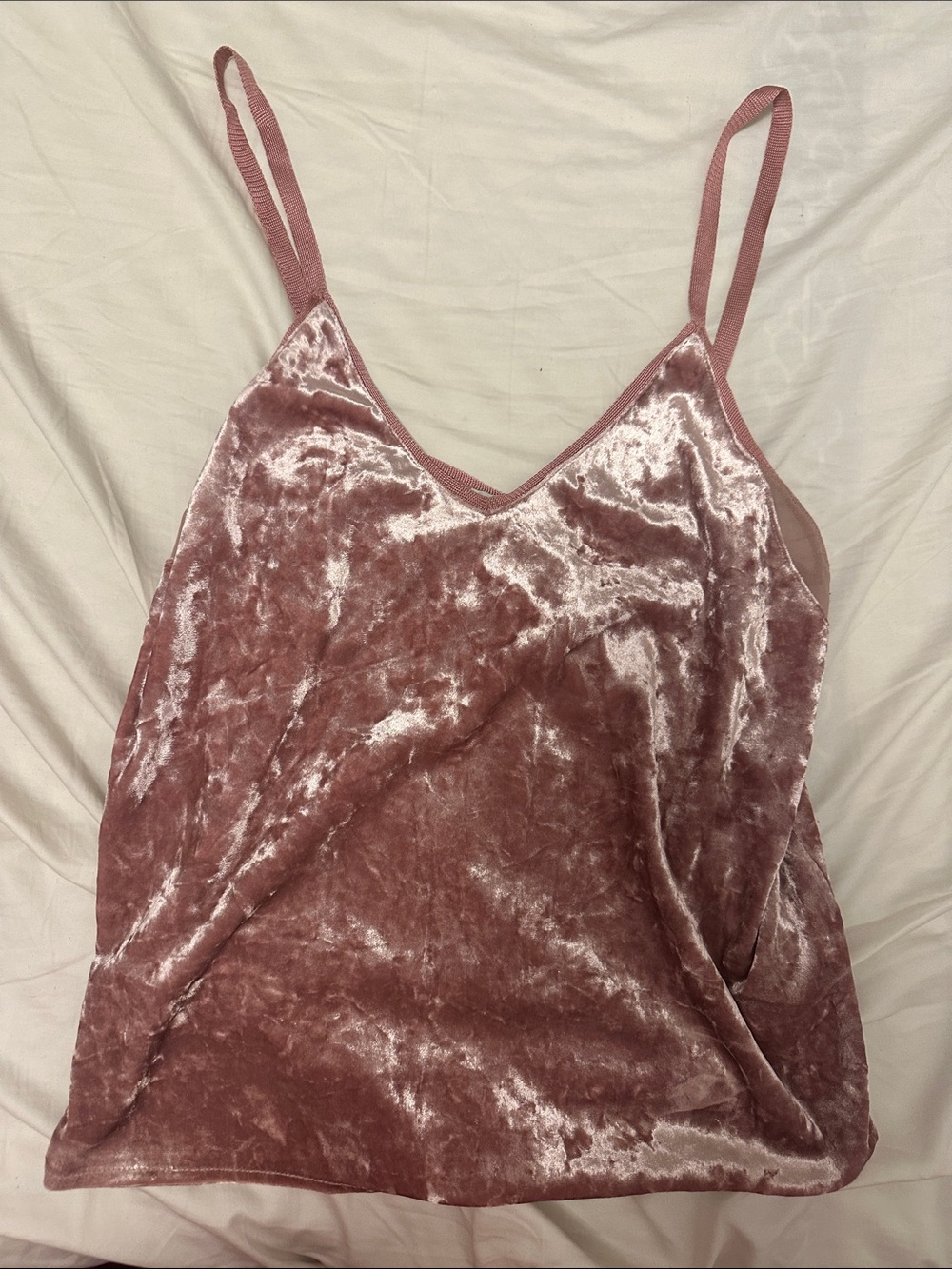 Zara Crushed Velvet Dusty Rose Cami, size small